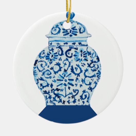 Blauwe en witte gember jar keramisch ornament (Voorkant)