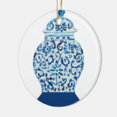 Blauwe en witte gember jar keramisch ornament (Links)