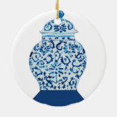 Blauwe en witte gember jar keramisch ornament (Achterkant)