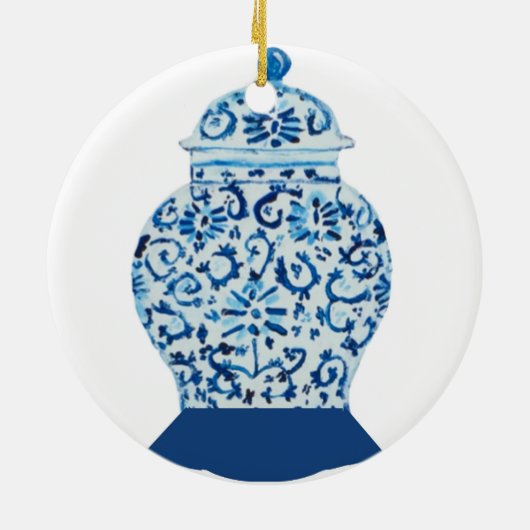 Blauwe en witte gember jar keramisch ornament (Achterkant)