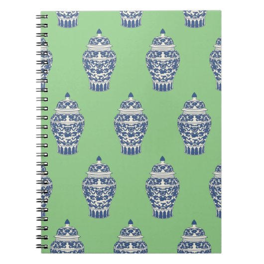 Blauwe en witte gember jar notitieboek (Voorkant)