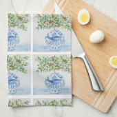 Blauwe en witte gember jar theedoek (Quarter Fold)