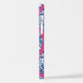 Blauwe en witte gember jars op helder roze iPhone hoesje (Linkerkant)