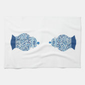 Blauwe en witte gember jars theedoek (Horizontaal)