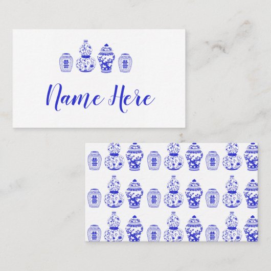  blauwe en witte gember Plaatskaarten Plaatskaartje (Voorkant / Achterkant)