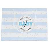 Blauwe en witte geplateerde Baby Stripes Groot Cadeauzakje (Voorkant)