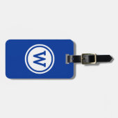 Blauwe en Witte Geringde Cirkel Monogram Bagagelabel (Voorkant horizontaal)