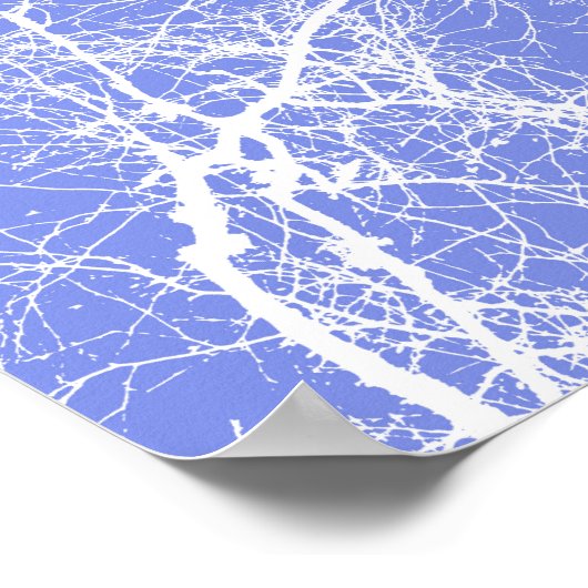 Blauwe en witte gesilhoueteerde bomen poster (Hoek)
