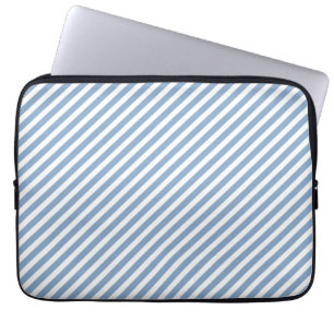 Blauwe en witte, gestreept laptophoes laptop sleeve