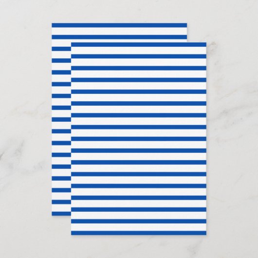 Blauwe en witte gestreepte bruiloft kaart (Voorkant / Achterkant)