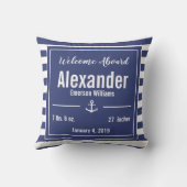 Blauwe en witte, gestreepte Nautical Anchor Nurser Kussen (Achterkant)