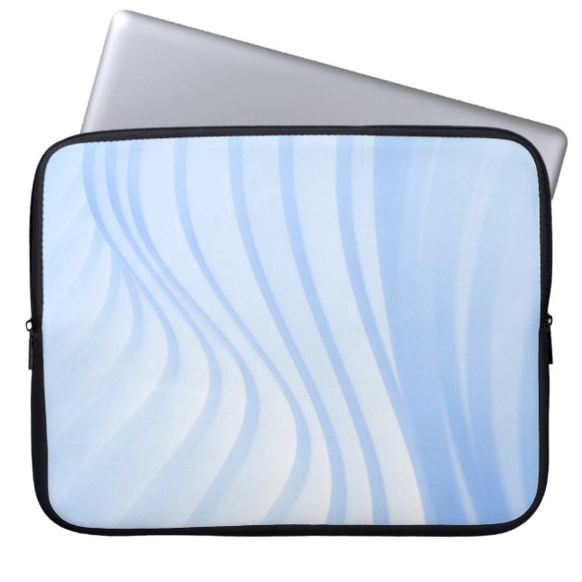 Blauwe en witte gestreepte textiel laptop sleeve (Voorkant)