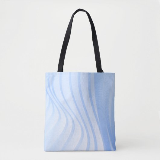 Blauwe en witte gestreepte textiel tote bag (Voorkant)