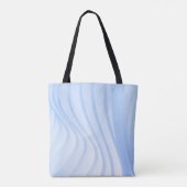 Blauwe en witte gestreepte textiel tote bag (Achterkant)