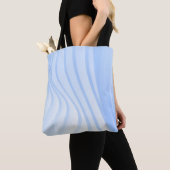 Blauwe en witte gestreepte textiel tote bag (Dichtbij)