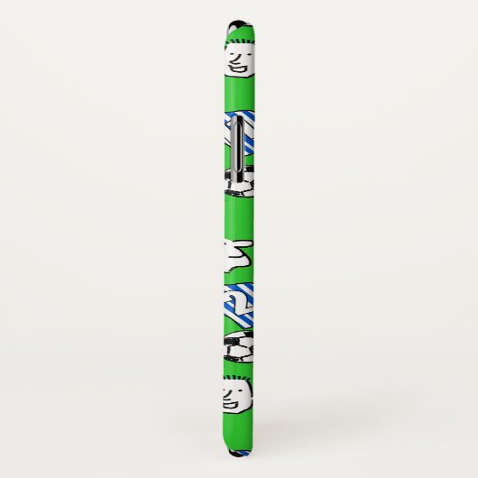 Blauwe en witte gestripte Footballs Shirten. Case-Mate iPhone Case (Achterkant / rechts)