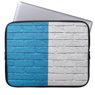 Blauwe en witte geverfde wand laptop sleeve