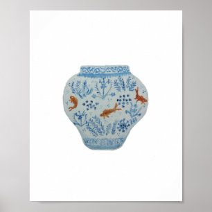 Blauwe en witte Ginger Jar Art Print
