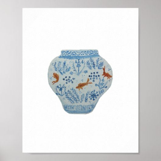 Blauwe en witte Ginger Jar Art Print (Voorkant)