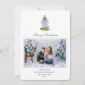 Blauwe en witte Ginger-jar Fotovakantie-Kaart Feestdagenkaart (Voorkant)