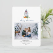 Blauwe en witte Ginger-jar Fotovakantie-Kaart Feestdagenkaart (Staand voorkant)