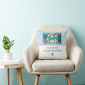 Blauwe en witte gipsplaat met foto kussen (Stoel)