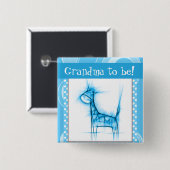 Blauwe en witte Giraffe Vierkante Button 5,1 Cm (Voorkant /achterkant)