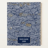 Blauwe en witte golven Chiyogami Planner (Achterkant)
