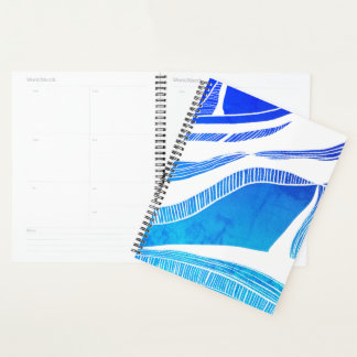 Blauwe en witte golven planner