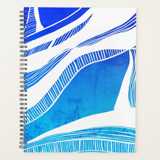 Blauwe en witte golven planner (Voorkant)