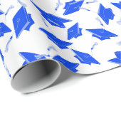 Blauwe en witte gradatiekappen in de lucht cadeaupapier (Rol Hoek)