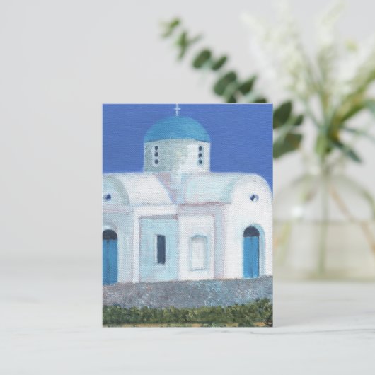 Blauwe en witte Grieks-Cypriotische kerk Briefkaart (Staand voorkant)