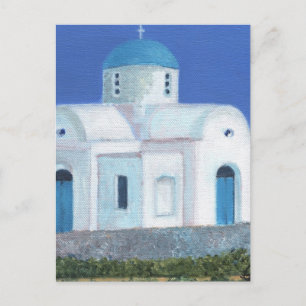 Blauwe en witte Grieks-Cypriotische kerk Briefkaart