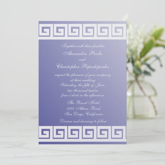 Blauwe en witte Griekse sleutel Kaart (Staand voorkant)