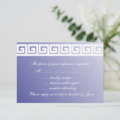 Blauwe en witte Griekse Zeer belangrijke Kaarten R RSVP Kaartje (Staand voorkant)