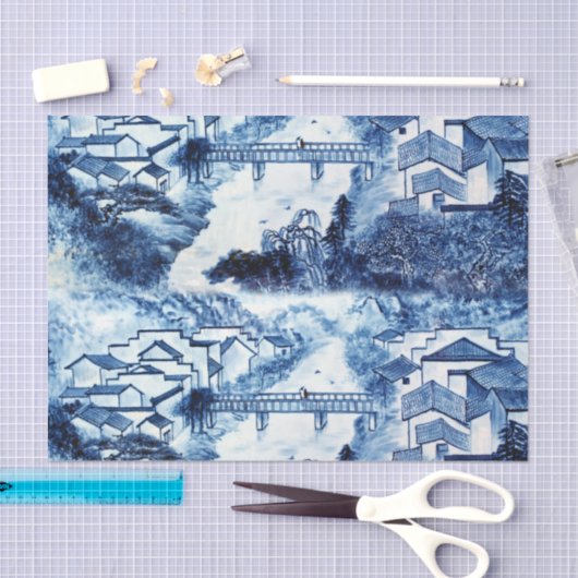 Blauwe en witte grill 2 tissuepapier (Craft)