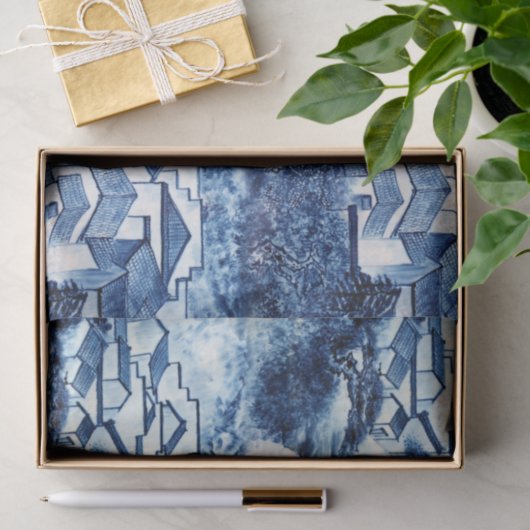 Blauwe en witte grill 2 tissuepapier (Geschenk)