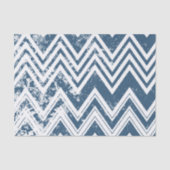 Blauwe en witte Grunge Chevron Tissuepapier (Voorkant)