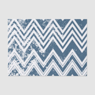 Blauwe en witte Grunge Chevron Tissuepapier