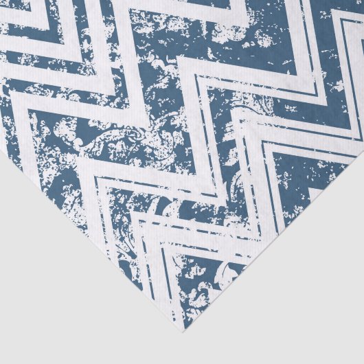 Blauwe en witte Grunge Chevron Tissuepapier (Detail)