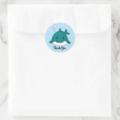 Blauwe en witte haai Dank u Ronde Sticker (Tas)