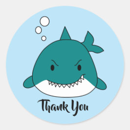 Blauwe en witte haai Dank u Ronde Sticker