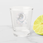 Blauwe en Witte Halve Maan Celestial Boho Modern Shot Glas (Achterkant)