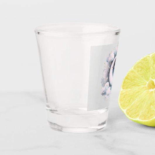 Blauwe en Witte Halve Maan Celestial Boho Modern Shot Glas (Links)