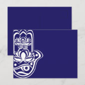 Blauwe en witte hamsa feestdagenkaart (Voorkant / Achterkant)