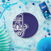 Blauwe en witte hamsa papieren bordje (Feest)