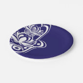 Blauwe en witte hamsa papieren bordje (Gekanteld)