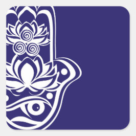 Blauwe en witte hamsa vierkante sticker