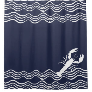 Blauwe en witte handdoekshow voor obster Ocean Blu Douchegordijn