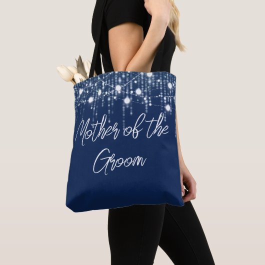 Blauwe en witte hanglichten Moeder van de bruidego Tote Bag (Dichtbij)